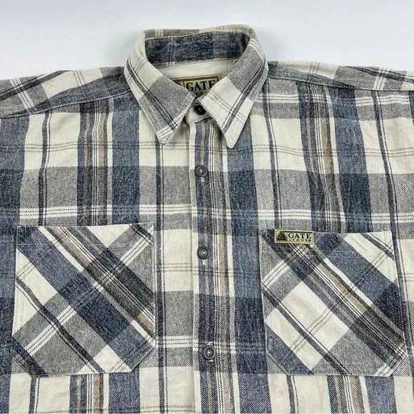 Vintage Gate Heavy Duty Outdoor Ranch Chore Flannel Shirt Mens Large USA Plaid - Picture 2 of 15